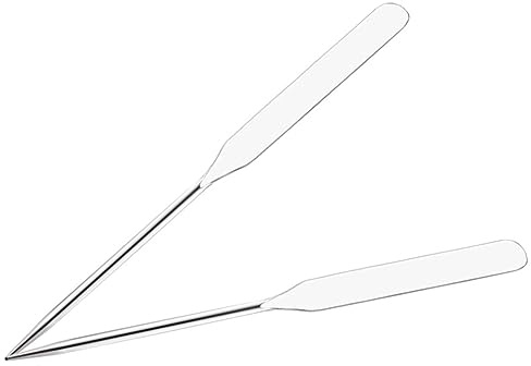 NIYANGLE 2stücke Kosmetikspatel aus Edelstahl und Holz Make-up-mixer und Nagelkunst-rührstäbe für Foundation Lidschatten und Lippenstift