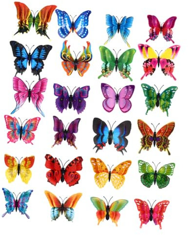 HYTROVE 2sätze Doppelschicht Schmetterlinge Wandaufkleber Bunte Schmetterlinge Wandtattoo Für Wand Fenster Dekoration