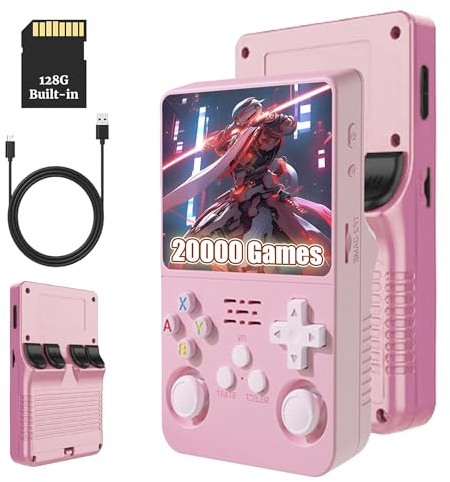 R36s console portatile 64/128GB,20000/40000games,retro pocket mini,console portatile di gioco,3.5 pollici,sistema Linux open-source (128g,Rosa,20000games)