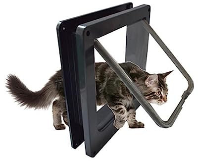 Toddmomy Rotary Switch Katzenklappe für Haustiere Kontrollierbarer Ausgang Verriegelbar für Katzen und Kätzchen Schwarzes Design Langlebiges Material Leise