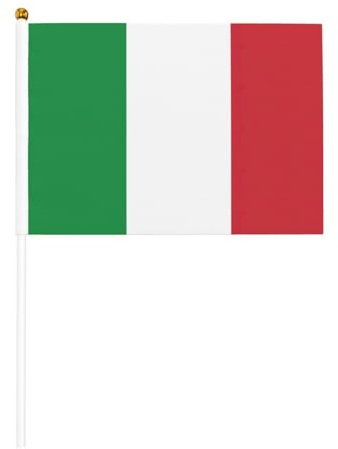 Bandera de mano, bandera italiana, banderas de poliéster con poste de plástico para eventos y decoración