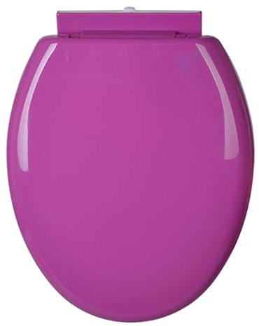 WC-Sitz aus Polypropylen, rund, 41,9 cm, sanft schließender Deckel, leise, kein Zuschlagen, einfache Installation und Reinigung, verstellbarer Kunststoffbezug für Komfort und Sicherheit, Violett