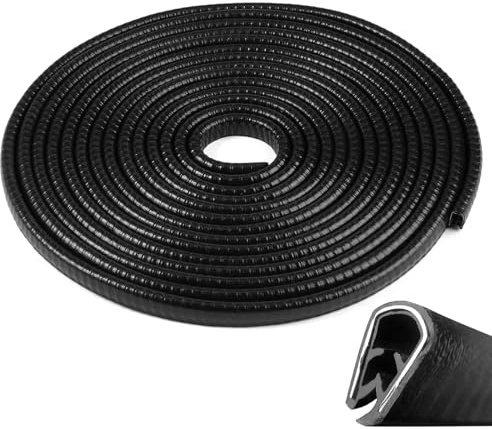 5 M Protection Bord de Tole sans Adhésif, Joint en U Caoutchouc Protege Portiere Voiture,Joint de Porte de Voiture, Profilé Protection Bord de Tole pour Porte, Coffre, Capot, Plupart Voitures (Noir)