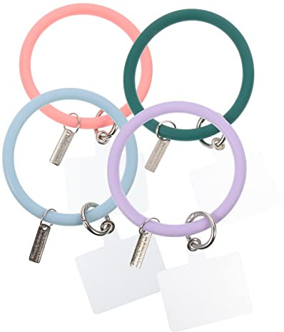 KOCKSHION 4 pezzi Silicone Antisgancio per Cerchi Colorati Rosa Blu Grigio Scuro per Smartphone e Borse Facile Installazione Perdita