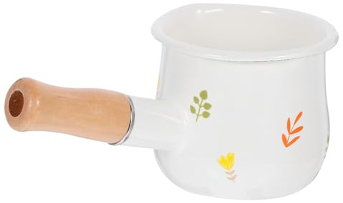 ZUNOXAZ Olla de Leche Esmaltada Mini Resistente al Calor con Mango de Ergonómico para Salsas Sopas y Alimentos Infantiles Compatible con Estufas Eléctricas de Inducción