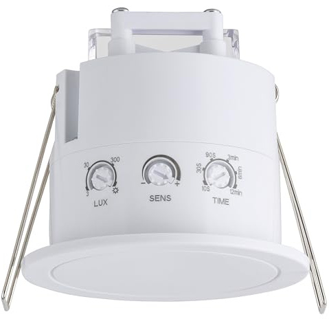 SEBSON Détecteur de Mouvement Extérieur - Montage Encastré du Plafond, Capteur HF, LED Compatible, Programmable - Capteur de Mouvement 2-6m/360°