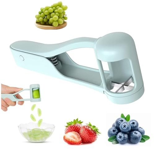 Taglia Uva,Tagliafrutta e Verdura Multifunzione per Bambini Affettatrice per Uva Taglia Mela Pomodori Fragole Ciliegie in Acciaio Inossidabile Sicuro e Portatile per Insalate e Snack