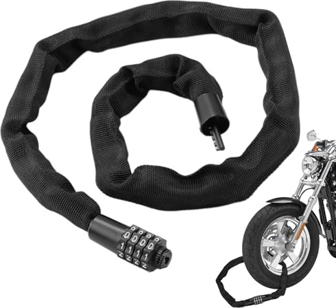 Candado antirrobo para bicicleta, cadena resistente sin llave, protección de combinación segura de 3.9 pies, equipo de seguridad para ciclismo, motocicletas, scooters, bicicletas, puertas para