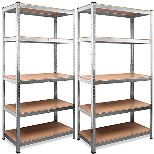 Monzana 2X Schwerlastregal 170x75x30cm 350kg 5 MDF-Platten Regal Lagerregal Kellerregal Steckregal Werkstattregal