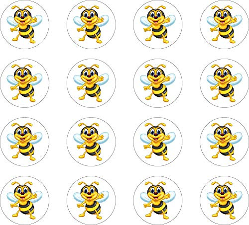 kleberio 36 Aufkleber lustige Honig Biene 3,3 cm rund Sticker selbstklebend Autoaufkleber Dekoration Bild Wohnmobile Auto Motorradhelm Caravan Wohnwagen Moped Roller Motorrad Kita Kindergarten