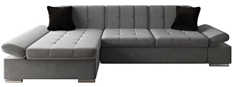 Mirjan24 Ecksofa Malwi mit Regulierbare Armlehnen Design Eckcouch mit Schlaffunktion Bettkasten L-Form Sofa vom Hersteller Couch Wohnlandschaft (Magic Ve. 2217 + Magic Ve. 2219, Ecksofa: Links)