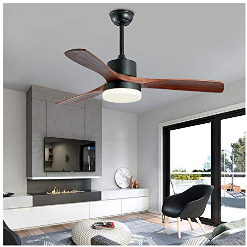 Modern 42 LED Ceiling Fan with Remote Control - 24W Minimalist Solid Wood Fan with 3 Speeds, Dimmable Timing Nordic Style for Living Room, Dining Room, Bedroom in Black