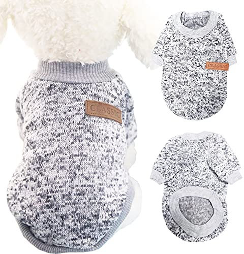 Pullover für Haustiere, warmer Hundepullover für Hunde, Winterkleidung, Pullover für kleine Hunde und Katzen, Wintermantel für Hunde (Grau, M)