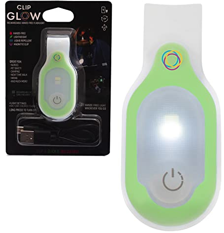 Clipglow Lampe de nuit à clipser pour infirmière, légère, magnétique, portable, rechargeable par USB, batterie de 8 à 10 heures, 4 réglages de lumière, 10 à 25 lumens, vert