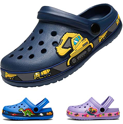 DRECAGE Sabots Enfant Été Chaussons Garçons Filles Pantoufles EVA Clogs Tongs Sandales de Plage à Enfiler Piscine de Jardin Antidérapage Darkblue 26 EU