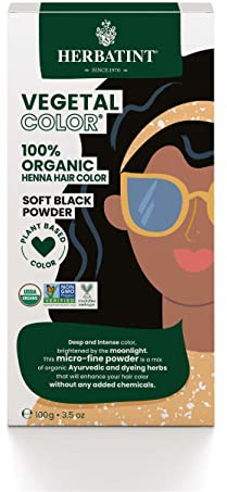 Herbatint Henna Color Organic Hair Dye - Plant-Based Henna Powder & Herbal Formula - Vegan - Soft Black - 3.5oz