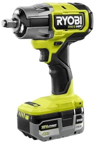 RYOBI P262K1 ONE+ HP - Kit de llave de impacto inalámbrica sin escobillas de 18 V, 4 modos, 1/2 pulgada, con batería de iones de litio de alto rendimiento de 4.0 Ah y cargador