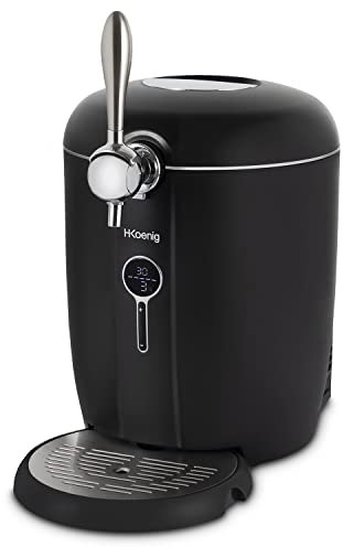 Llenador de cerveza H.Koenig BW1688, Compatible con todos los barriles de presión universales de 6L y 5L, Refrigeración integrada, Temperatura ajustable entre 3°C y 12°C, Pantalla LED