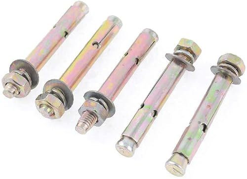 Dehnschraube, Edelstahl-Dehnbolzen, Schrauben, Schrauben, 5 Stück Außengewinde 7,5 mm x 80 mm Sechskantmutter Dehnbolzen Hülsenanker (Tornillos Macho de 5 Piezas, 7,5 mm x 80 mm Tuercas hexagonales, P