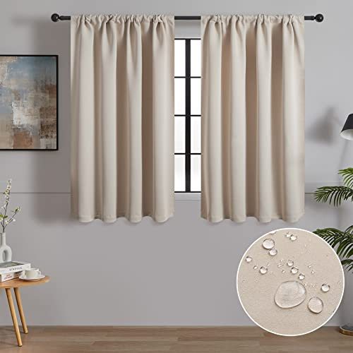 MRTREES Tende per Interni Oscuranti 60x160cm 2 Pezzi Termiche Isolanti Tende Moderno con Bastoni Camera da Letto Soggiorno Finestre Camerette Bambini Acustico Elegante Beige