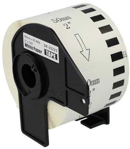 vhbw Etiketten-Rolle 50mm x 30,48m kompatibel mit Brother PT QL-600, QL-600B, QL-600G Etiketten-Drucker - Premium
