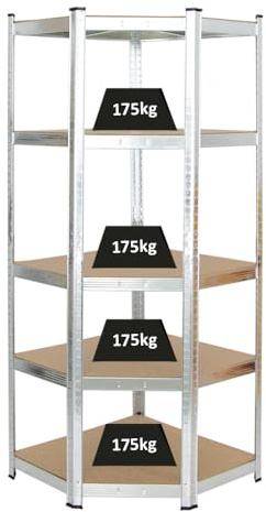 PROREGAL Eckregal Ragnar 1x: 180x70x40cm Verzinkt Fachlast 175kg, Kellerregal, Steckregal, Garagenregal, Lagerregal