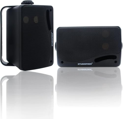 STUDIOFINIX Altoparlanti impermeabili per esterni Wired-3,5 pollici 3 Way 200W Surface Marine &Wall Mount Speakers- Heavy Duty ABS Grill, adatto per la casa, barca, piscina, patio（Black）