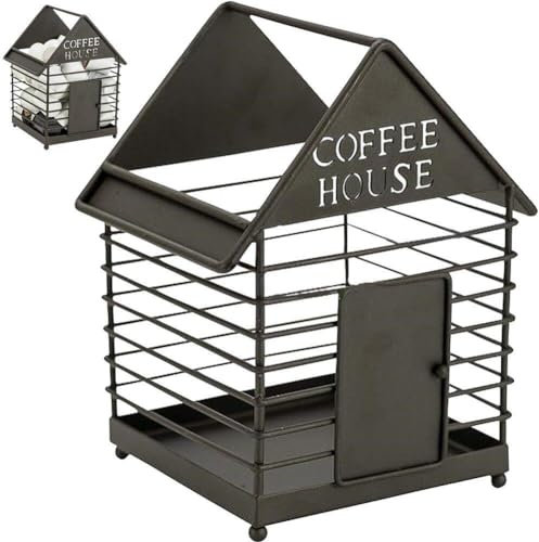Haowul Cesta De Almacenamiento De Huevos Antiguos Cesta De Almacenamiento De Almacenamiento De Fruta De Metal Elegante Cesta De Almacenamiento De Café En Forma De Casa para Oficina De Cocina