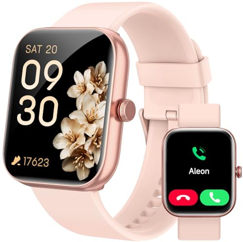 Yoever Smartwatch Damen Herren mit Telefonfunktion & Alexa, 1,91 Fitnessuhr mit 100 Sportmodi, 24H Herzfrequenz Schlafmonitor SpO2 Armbanduhr, IP68 wasserdichte Sportuhr Damen für Android iOS Rosa