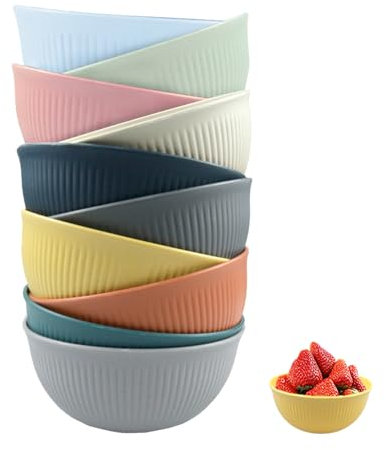 YunBey Juego de 10 Tazones Desayuno Grandes Cuencos Plastico Reutilizable Irrompible Ensaladera Grande Bowls Cocina para Cereales Fruta Ensalada Aperitivos