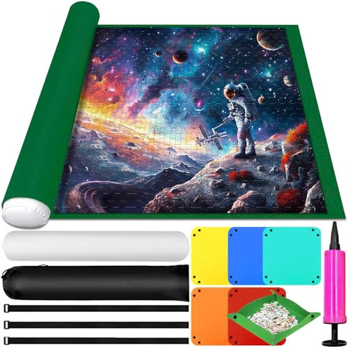 ZZXLOPEZ Puzzlemattes, Puzzlemattes 1000 1500 2000 3000 Teile Puzzles Teppich Puzzle Rollmatte, Tragbare Puzzlematte, Puzzle Roll Storage Mat, Rollmatte for Storing Puzzles, Puzzlerolle Mat