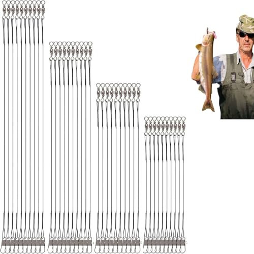Stahlvorfach Hecht Angeln Set,Vorfach Angeln Stahlvorfach Hecht,Angelwirbel Hecht Vorfach,Stahlvorfach Hecht Stahlvorfach,Stahl Angeln Vorfach,Raubfischvorfach Für Salzwasser Süßwasser (40 Stücke)