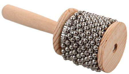 Vaguelly Cabasa Holz Percussion Instrument Mit Metallperlen Tragbarer Hand-Shaker Für Musikalische Bildung Bandmusik Und Rhythmus-Training