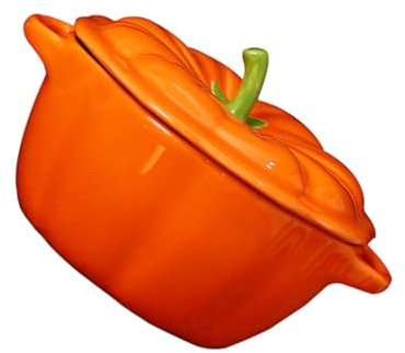 COLLBATH 1pezzi Ciotola Ceramica Forma Di Zucca Con Manici Contenitore Versatile Per Alimenti Per Zuppe e Stufati Decorativa e Pratica Per La Tavola Di Casa