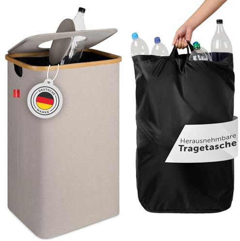 Blumtal Contenitore per bottiglie a rendere da 100L - raccoglitore per la raccolta di bottiglie vuote - borsa con manici per bottiglie a rendere - per la raccolta di bottiglie riciclabili - in beige