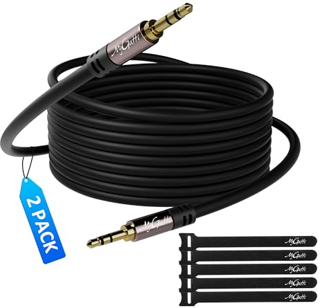 Mygatti Aux Kabel 3,5mm Klinkenkabel(1.5 Meter,2 Stück) Klinke auf Klinke Stereo Audio Klinkenkabel für Auto, Kopfhörer, PC, Handy, Tablets, Lautsprecher, MP3/ MP4 Player usw. (mit 5 Kabelbindern)