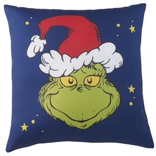 United Labels Grinch Kissen, Kopfkissen, 30x30 cm, Blau, Sofakissen, Plüsch Dekokissen, Zierkissen