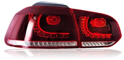 ELNas Fanali Posteriori Sinistro e Destro per VW Golf 6 GTI R20 MK6 2008-2013, Rosso, LED