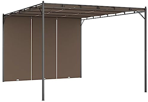 Pavillons Terrassenüberdachung Weidezelt Vorzelt - Gartenpavillon mit Seitenvorhang 4x3x2,25 m Taupe für Party Terrasse Events Festival