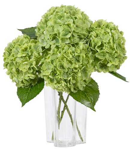 DuHouse 3Pcs Large Hydrangea Artificial Flowers, 50cm Latex Real Touch Hydrangeas Lifelike Hydrangea Flower for Home Wedding Bouquets Centerpieces Party Living Room Decoration(Green)
