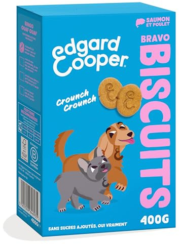 Edgard Cooper Golosinas para Perro, (salmón y Pollo, 400g x 1), Galletas Bravo, Galletas para Perro, Carne Fresca, Bajas en Calorías, Receta sin Cereales, Galletas para felicitarlo