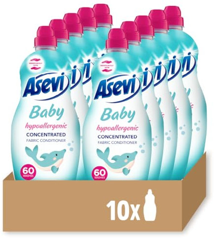 Asevi Fabric Conditioner, Laundry Conditioner, Liquid Fabric Conditioner, 60 Washes, Multipack of 10 X 1380ML (Baby)