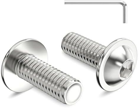Zuyya M6 x 16 mm Linsenkopfschrauben mit Flansch, M6 Schrauben, 20 Stück | Innensechskant Antrieb, Edelstahl A2 V2A Schrauben, Flachkopfschrauben Vollgewinde mit Innensechskantschlussel