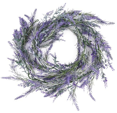 Gosknor 2pcs Lavender Purple Artificial Garland, 6ft Summer Spring Garland Floral Lavender Wreath for Farmhouse Wedding Porch Stairs Mantle Table Indoor & Outdoor Decoration