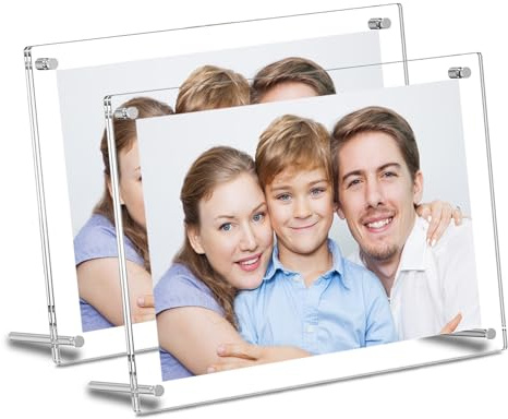 HETOOSHI Acryl Bilderrahmen, Bilderrahmen Ohne Rahmen, Doppelseitiges Rahmenloser Rahmen, Klares, Geeignet für Postkarten, wertvolle Bilder, Hochzeitsbilder. (2 Sets, 24cm x 18.2cm)