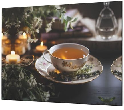 PHAYAH Stampa artistica da parete su tela con motivo di scodelle da tè, 30,5 x 40,6 cm, per soggiorno, camera da letto, bagno, regalo per la casa