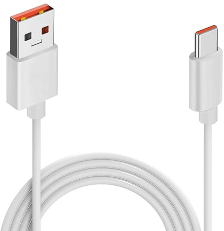 RJLLKD 5m Extra Long USB C Cable 6A, 11V 66W Durable USB a to USB C Fast Charging Cable Type C Extension Cable White for Home Security Cameras or Devices Tablets USB-C Smartphones Controller and More