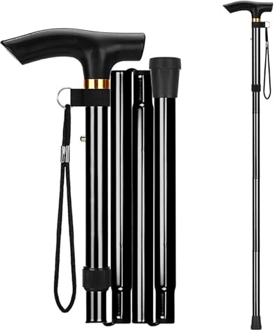 Walking Cane, Folding Cane for Man & Women, Portable Lightweight | 5-Level Adjustable Height, Collapsible Cane for Seniors Balancing Mobility Aid