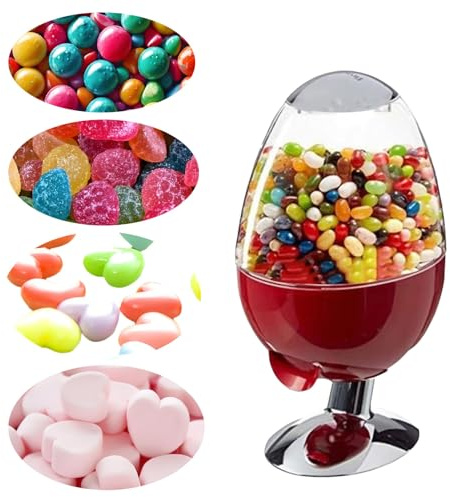 Automatic Candy Dispenser - Transparent Acrylic Snack Storage Box with 3 Dispensing Options for Nuts, Coffee Beans & More (Red) - Perfect for Parties & Home Use!