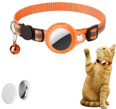 SWHC Localizzatore GPS, GPS Gatto, Collare gps Gat, Nessun Costo Mensile, Per Compatibile Con IOS/Android Posizione in Tempo Reale, Impermeabile IPX5, Adatto Ad Animali Domestici (Arancione)
